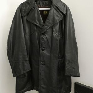 FREE SHIPPING-Vintage 70s Sears black leather coat